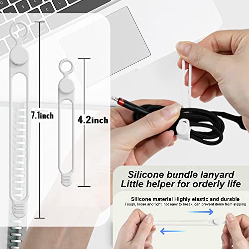 Silicone Cable Ties Cord Organizer for Cable Management, 16PCS 4.2" and 7.1" Reusable Cable Organizer Electronic Accessories for Home, Office, Kitchen, School, Travel (White) - color: White, size: 4.2 Inch+7.1 Inch