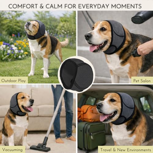 No-Shake Ear Wraps for Dogs: Breathable Bonnet to Stop Shaking & Aid Aural Hematoma Recovery - Post-Surgery Bleeding Protection for Beagle Cocker Spaniel & Border Collie Medium Breed - size: Medium