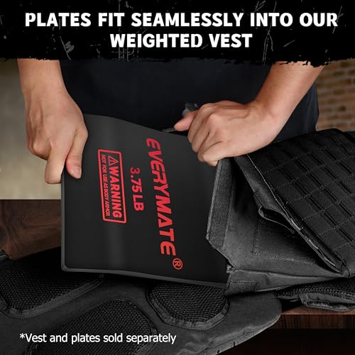 EVERYMATE Tactical Weighted Vest Plates – 3.75/5.75/8.75/14.5/19.75LB Pairs – Insert Weighted Vest Plates- Contoured Ergonomic Fit – WODs, Strength Training, Running, Weight Plates for Vest - color: 3.75LB*2, size: Curved