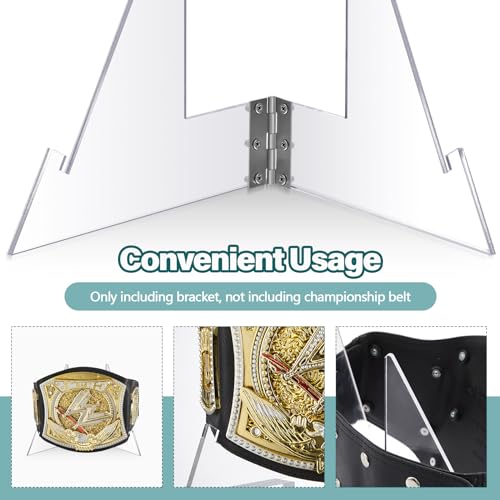 RattanView Acrylic Championship Belt Display Stand, High Flexibility Wrestling Champion Belt Rack for Heavy Duty Wrestling and Football Trophies for Sport Football Boxing and So on