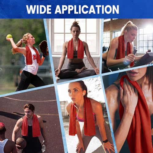 Hosuly 6 Pack Cooling Towels 40"x12" Ice Towel Cooling Neck Wraps Soft Breathable Chilly Stay Cool in Summer for Sports Yoga Golf Gym Activities(Red) - color: Red