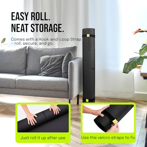 Gogokiwi Large Yoga Mat (6'x4') – 1/4" & 1/2" Thick Exercise Mats for Home Workout, Extra Wide Workout Mats for Home Gym, Yoga, Pilates, Stretching, Floor & More - color: Just Black, size: Extra Cushion (1/2 Inch Thick)