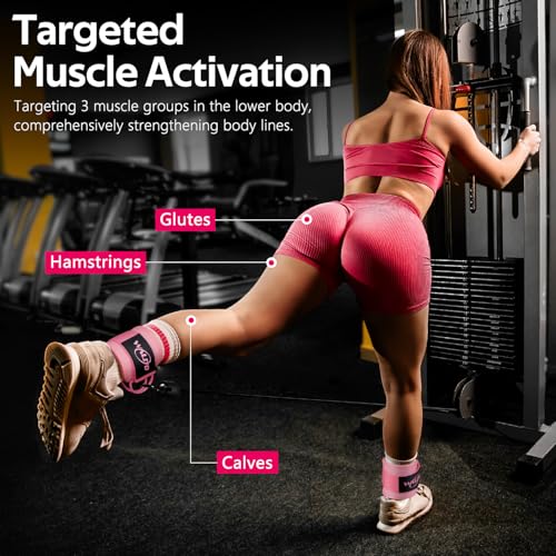 WALITO Gym Ankle Straps for Cable Machines Women & Men - Glute Kickback Ankle Cuff, Adjustable Cable Machine Accessories for Leg Extensions, Hip Abductors & Lower Body Workouts - color: Pair - Pink