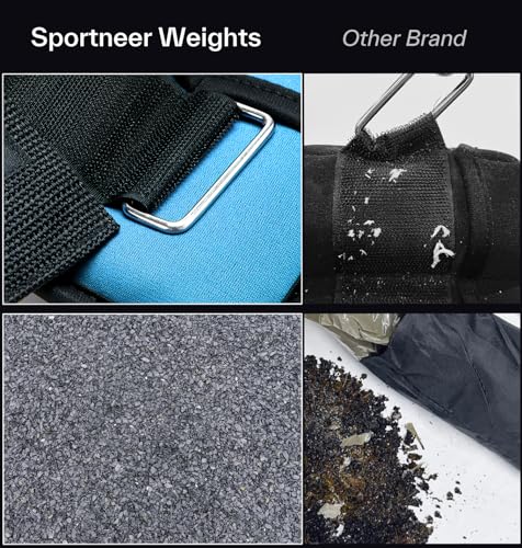 Sportneer Adjustable Ankle Weights Set - 1 Pair (2-10 lbs) Removable Sandbags for Women & Men, Comfortable Neoprene Leg Weights for Walking, Running, Pilates, Yoga, Home Workout & Physical Therapy - color: Blue