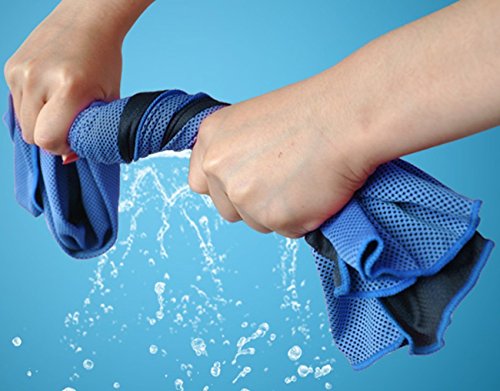 Sports Towel for Instant Cooling Relief Microfiber Towels for Golf Workout Swimming Gym Yoga Travel Camping Fitness 40"x12" Sweat Towel (Blue+Gray) - color: Blue+gray