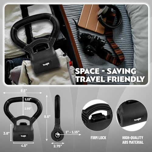 Yes4All Kettlebells Grip, Dumbbell Grip Handle, Convert Dumbbells into Kettlebell for Home Gym, Kettlebell for Weights Plate - color: A. Full Black Upgraded