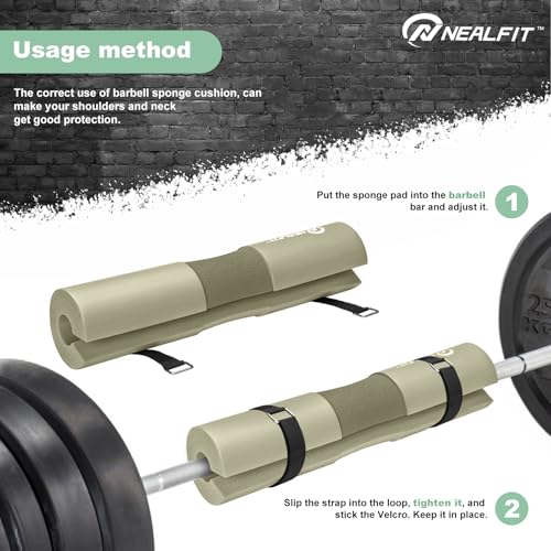NEALFIT Barbell Pad Squat Pad for Squats—Squat Bar Pad—Great for Weightlifting,Lunges and Hip Thrusts—Foam Sponge Pad—Fit Standard and Olympic Bars Perfectly - color: Milk Tea