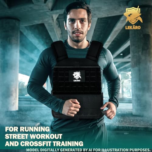 Adjustable Weighted Vest for Men Women – Tactical Vest for Rucking, HIIT & CrossFit, Fits 10x12 Plates, 600D Breathable Weight Vest & Exercise Vest for Strength Training, Weights Not Included - color: Black