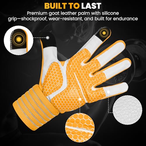 Weight Lifting Gloves with Wrist Support - GymGloves - Leather Palm Anti-Slip Grip - Full Palm Protection - Breathable - WorkoutGloves - Multi-Use Fitness Gear for Men & Women - size: Medium
