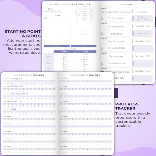 Clever Fox Fitness & Food Journal, Workout Planner, 5.8"x8.3" Purple | Lasts 3 months, undated hardcover exercise & weight loss journal for women, gym, diet, meal tracker, calorie counter book - color: Purple, size: A5 (5.8'' x 8.3'')