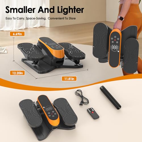 HOMGIM Under Desk Elliptical Machine - Quiet Motorized Leg Exerciser with Smart Remote, 12-Speed Manual Programs Auto/3 Auto Programs LCD Display & Bidirectional Motion for Home/Office - color: Orange