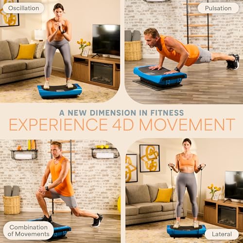 Lifepro Rumblex Plus/Pro 4D Vibration Plate Exercise Machine with 60 Speeds | 3 Motors, 7 Training Modes, Bluetooth Speaker, Wristband Remote — Vibration Plate for Lymphatic Drainage, Muscle Activation - color: Blue, size: Large