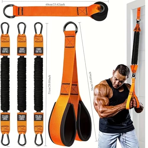 5-Piece Heavy Duty Latex Resistance Bands Set, 225lbs Total Capacity - Adjustable Home Gym Equipment with Handle, Door Anchor for Full Body Workout