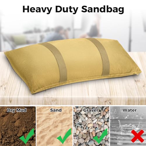 200 LBS Sand Bags for Weight, Umbrella Base Weights Sandbags, 4 Packs Fillable Heavy Duty Weight Sandbag for Outdoor Furniture Garden Backyard Patio Umbrella Trampoline Poolside Accessories (Khaki) - color: Khaki