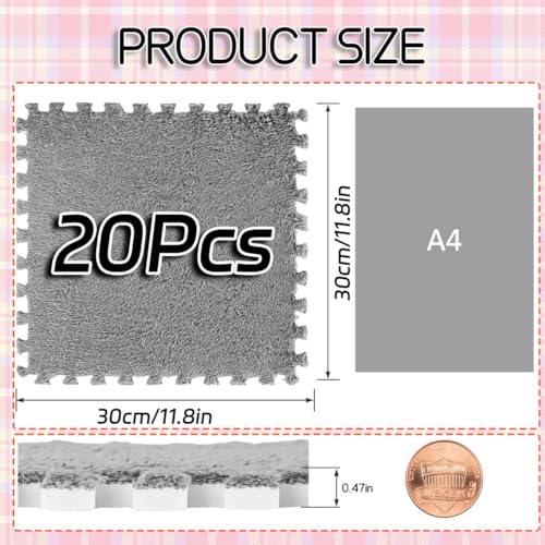 20pcs Plush Puzzle Foam Floor Mat, 11.8x11.8in Soft Interlocking Carpet Tiles，Anti-Slip Puzzle Area Rug Playmat for Room，Pink Seablue - color: Pink Seablue