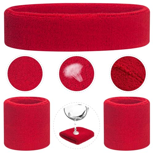 ONUPGO 5 Pieces Kids Sweatbands Soccer Socks Set - Sports Headband, Wristbands, Striped High Socks for Kids, Youth,Toddler & Baby - Football, Basketball, Running, Cycling, Tennis - color: Red Striped White/Red