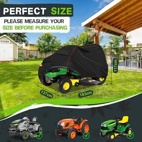 Outdoors Riding Lawn Mower Cover,Garden Tractor Cover Fits Decks up to 54" ,Lawn Tractor Cover Fit with Air Vents and Elastic Straps(Riding-72"L x 54"W x 46"H) - size: Riding-72"L x 54"W x 46"H