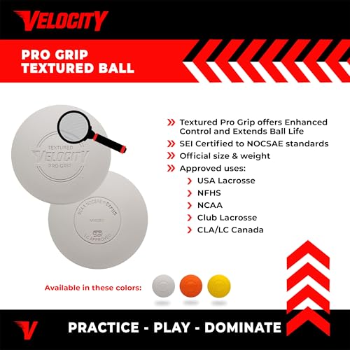 Velocity Pro Grip Lacrosse Balls - 6, 12, 18, 60 and 120 Packs - Certified for Youth, Club, High School, CLA, and College Game Play - color: White, size: 6 Balls