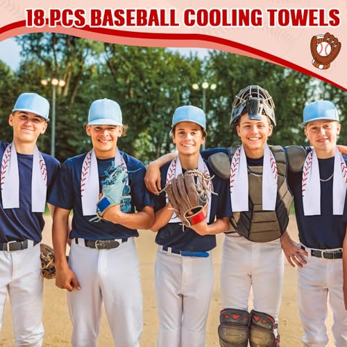 18 Counts Cooling Towels, Softball Towel Breathable Chilly Ice Towels, 40"x12" Cooling Towel for Baseball Team Coach Gift Training, Cold Sweat Rag for Sport (White, Baseball) - color: White, style: Baseball