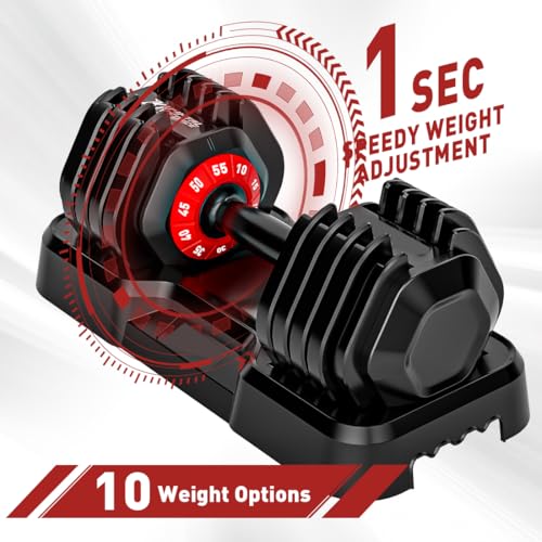 25/55lb Pair Adjustable Dumbbell Set, Adjustable Dumbbells Set of 2, 5 in 1/10 in 1 Free Weights Dumbbells Set with Anti-Slip Texture Handle, Weight Set For Home Gym Suit both Men and Women - color: Pro-10Weights-55LBS