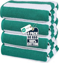 Utopia Towels Pack of 4 Cabana Beach Towels, Oversized 30 x 60 Inches Cotton Beach Towel Set, Smooth Ring Spun Texture for Pool and Swim Days, Modern Striped Design Bath Towels Green - color: Green, size: 30 x 60 - 4 Pack