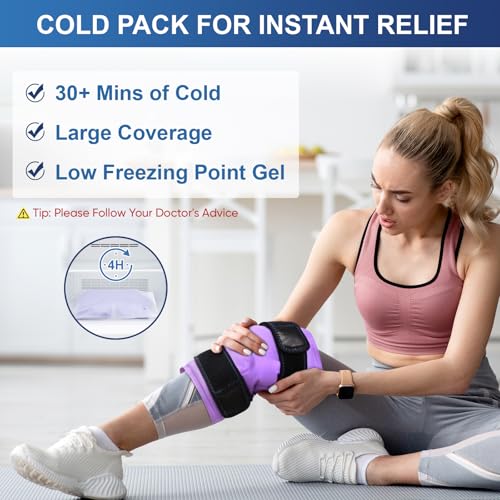 APEXUP Ice Pack for Knee Pain Relief, Large Reusable Wrap After Surgery, Flexible Gel Cold Pack for Injuries, Pain Relief for Back, Shoulder, Elbow, Ankle and Leg (Purple, L 1PK) - size: Large-1PK, style: Purple