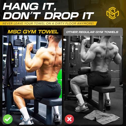 Magnetic Gym Towel – Non-Slip Workout Towel with Integrated N35 Magnets & Elastic Strap – 100% Cotton, Quick-Dry – Fitness Sweat Towel for Gym Equipment, Men & Women (37.4 x 19.7 in, Black)