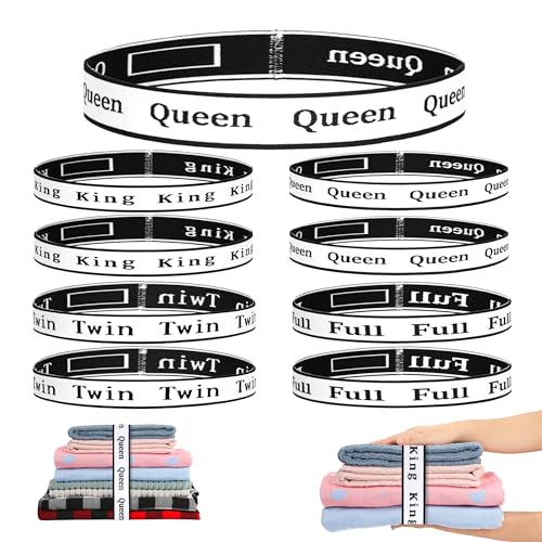 8Pcs Bed Sheet Organizer Bands Sheets Labels for Elastic Bedding Linen Closet Storage Foldable Sheet Set Organizer Sheet Keeper Band(Queen,King,Full,Twin) - size: 8Pcs-Mix