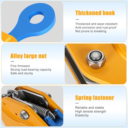 Steel Plate Clamp, 4400 lbs Heavy Duty Vertical Lifting Clamp, Fits 2 Inch Barbell Clamps & Weight Bars, Alloy Steel Sheet Metal Tool with Rigging Sling Compatibility for Gym & Industrial Use
