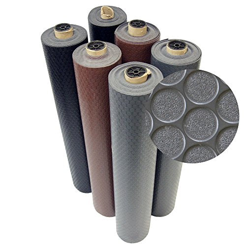 Rubber-Cal Coin-Grip Flooring and Rolling Mat - color: Dark Grey, size: 2mm x 4 x 4-Feet