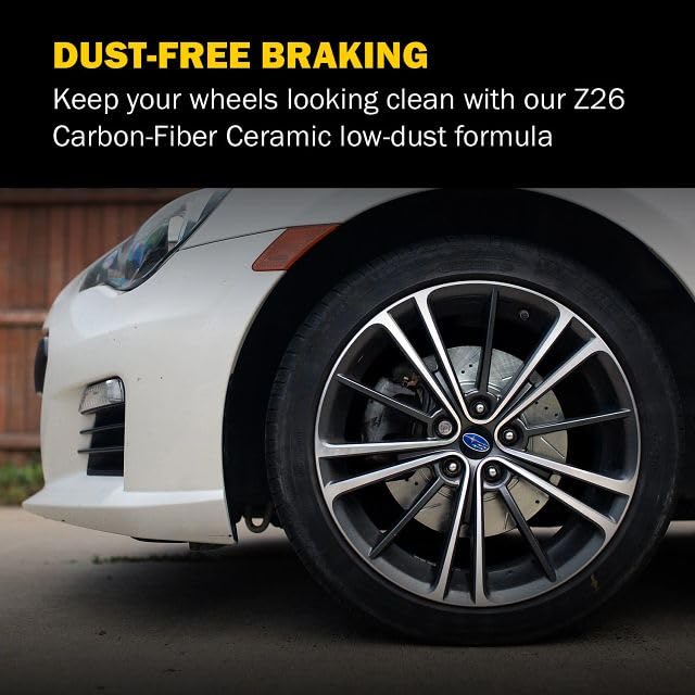 PowerStop Rear Brake Pads for Ford Fiesta 2014-19 | Ford Focus 2001-07 - Z26 Carbon-Fiber Ceramic Brake Pads with Installation Hardware, Z26-886