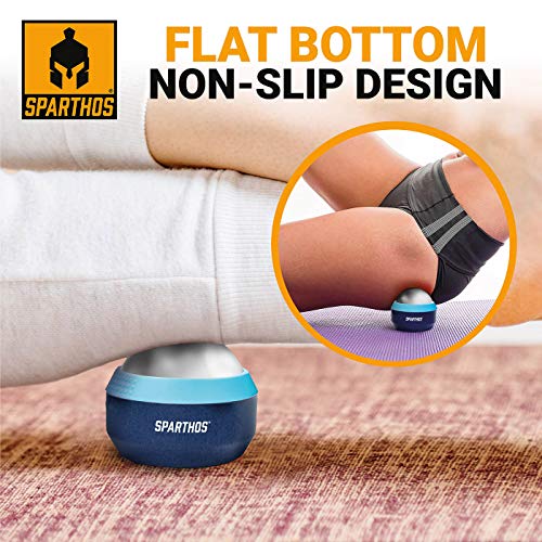 Sparthos Cold Massage Roller Ball - Fitness Cryosphere Massager - Cryo Cryocup Ice Massage Cups - for Muscle, Face, Body Muscles - Manual Polar Icing Cooling Balls - Recoup Message (Blue, 60mm) - color: Denim Blue, style: 60mm (Pack of 1)