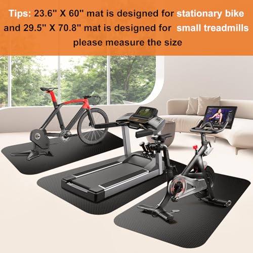 Treadmill Mat,Bike Mat,Stationary Bike Mat,Foldable Treadmill Mat for Hardwood Floors and Carpet.for Exercise Bike,Exercise Equipment Indoor Cycles,Rowing Elliptical - color: Black