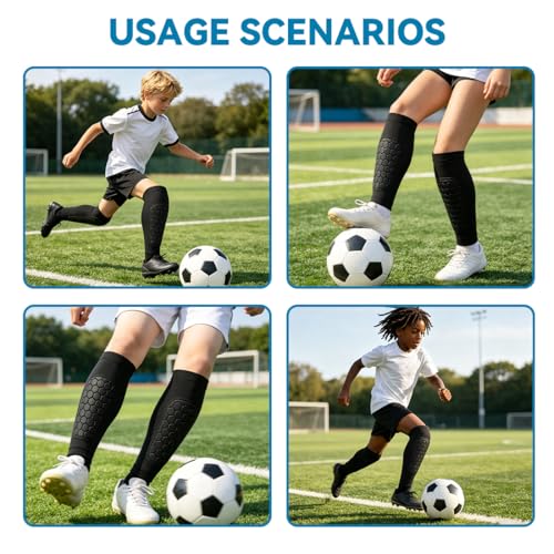Soccer Shin Guards Shin Pads for Kids Youth Adult Calf Compression Sleeve with Honeycomb Pads, Lightweight Protective Soccer Shin Pads Gear for Football Baseball Boys - size: Small