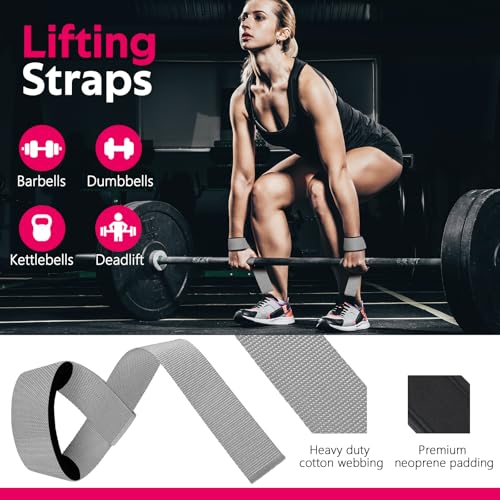 WALITO 8Pcs Barbell Pad Set for Hip Thrust - Squat Pad,Gym Accessories for Women with Bar Bad,Bench Press, with Gym Ankle Straps,Resistance Bands for Working Out,Lifting Strap,Carry Bag - color: Grey