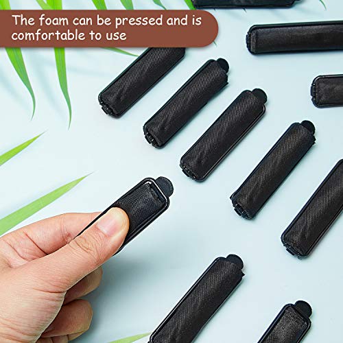 WILLBOND 40 Pieces Sponge Hair Rollers Silk Foam Satin Rollers Black 1 x 2.6 Inch for Women Hair Soft Curler Flexible Styling Wave Curlers for Hairdressing Styling
