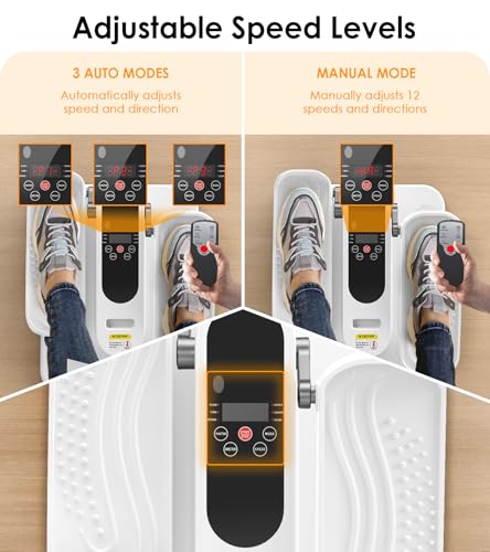 Under Desk Elliptical Machine for Senior, Quiet Motorized Leg Exerciser with Smart Remote, Pedal Exerciser with Adjustable Speeds for Auto/Manual Modes, LCD Monitor, Easy to Use for Home Office