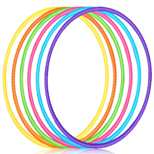 Sratte 6 Pcs Exercise Hoop Detachable Adjustable Plastic Hoops Snap Together Toy Ring Color Playground Toys for Girls and Boys Party Games, Sports, Exercise, Dog Training(32 Inch,Simple Colors) - color: Simple Colors, size: 32 Inch