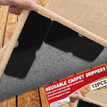 Rug Carpet Non Slip Grippers, Reusable Rug Tape Pads, No Damaging for Hardwood Floors, Strong Hold Carpet Corner Stickers for Area Rugs Flat, Removable, 8Pcs