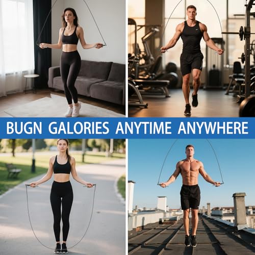 DIY Adjustable Weight Jump Rope (0.4LB /1/2LB/0.7LB /0.8LB) Interchangeable 2mm & 5mm Cable for CrossFit, Double Unders, HIIT Workouts - Fast Clamp System, 10ft Adjustable - color: Black