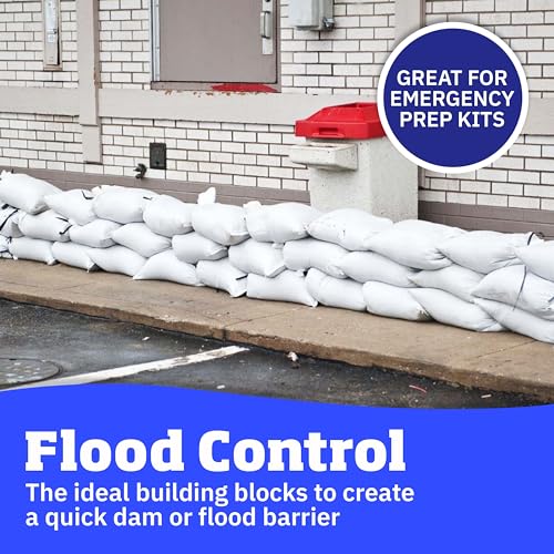 DURASACK Heavy Duty Sandbags with Ties, 14x26, Empty, White, Pack of 100 | Woven Polypropylene Sandbags for Flood Control with 1600 Hours of UV Protection, 50 lbs Capacity - color: White, size: 100 Sandbags