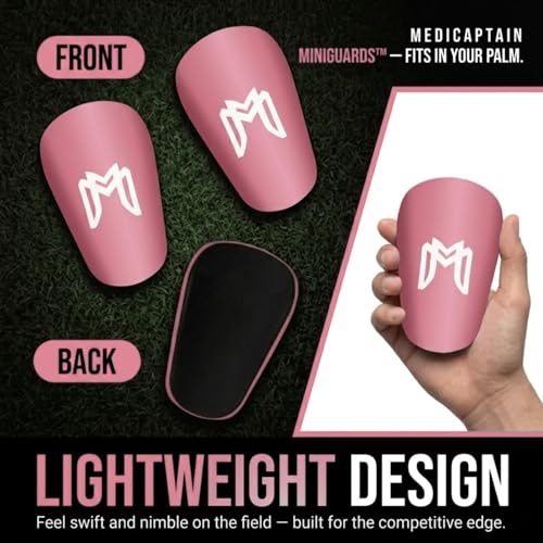 MediCaptain MiniGuards - Mini Shin Guards for Soccer Players - Tiny Shin Pads for Men, Women, Teens - Miniature Shin Guards 3.9 x 2.4 inch - Perfect for High Level Soccer Athletes - color: Pink