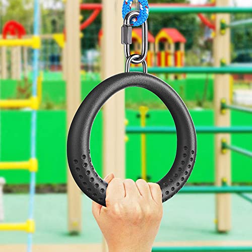 Dolibest 2 Pack of Ninja Gymnastic Rings,Monkey Ring Outdoor Backyard Ninja Accessories Set,Swing Bar Rings Obstacle Course for Training Equipment for Teens,1000LB Capacity - color: 2pack Black Fitness Ring
