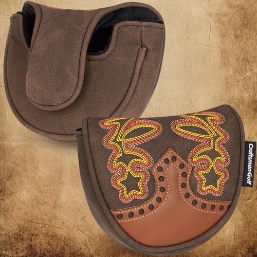 Craftsman Golf Cowboy Western Retro Brown Durable Golf Headcover Head Cover fits up to 460cc Driver for Fairway Wood Hybrids Rescue Putter Protector - style: OZ.1i HS putter cover