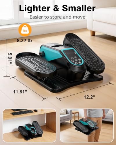 VIVURN® 023 Under Desk Elliptical Mini Electric Leg Exerciser for Senior, 12 Speeds RF Remote Display Monitor Non-Slip Mat, Quiet & Compact Seated Pedal Exerciser for Home Office Gift for Mom Dad - color: Lake Blue