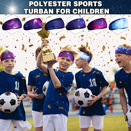 Deekin 6 Pcs Sweatbands for Kids Soccer Headbands Boys for Sports Breathable Sweat Wicking Headband for Kids Athletic Baseball Football Youth 5-15 Years Old - color: Interstellar Color