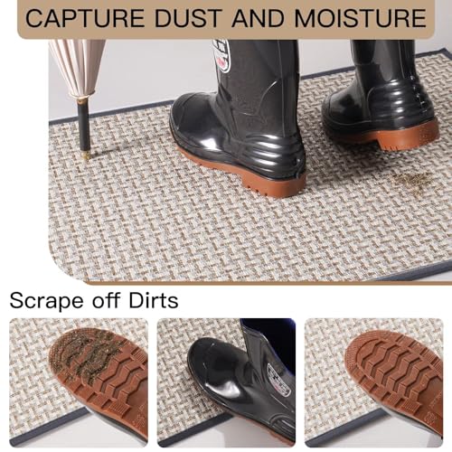 Door Mat 17"x30",Door Mat Indoor Entrance Dirt Resistant and Absorbent Non-Slip Rubber Backing Front Door Mats Washable Low-Profile Indoor Mats for Entryway, Inside Entrance Easy Clean Gray - color: A- Gray, size: 17"x30"