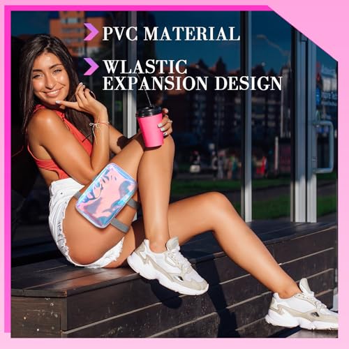 Carnival Leg Bag Holographic Thigh Bag with Adjustable Strap Leg Pouch Harness Women Summer Travel Hiking Pack(Multicolor,Leg Bag with Mesh Pocket) - color: Multicolor, style: Leg Bag With Mesh Pocket