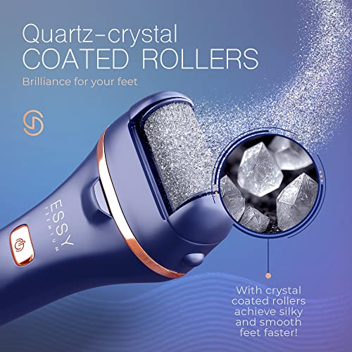Essy Electric Foot File Hard Skin Remover with 5 Replacement Rollers Foot File Electric Pedicure Sets Cutters Accessories for Dry Dead Hard Skin Feet Callus Remover for Feet Care Exfoliator (Navy) - color: Navy