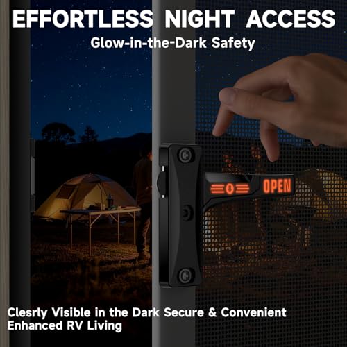 Zinc Alloy RV Screen Door Latch,Camper Screen Door Latch Replacement Kit,RV Screen Door Handle for Motorhome,Travel Trailer, Camper - color: Black, size: Right Handle